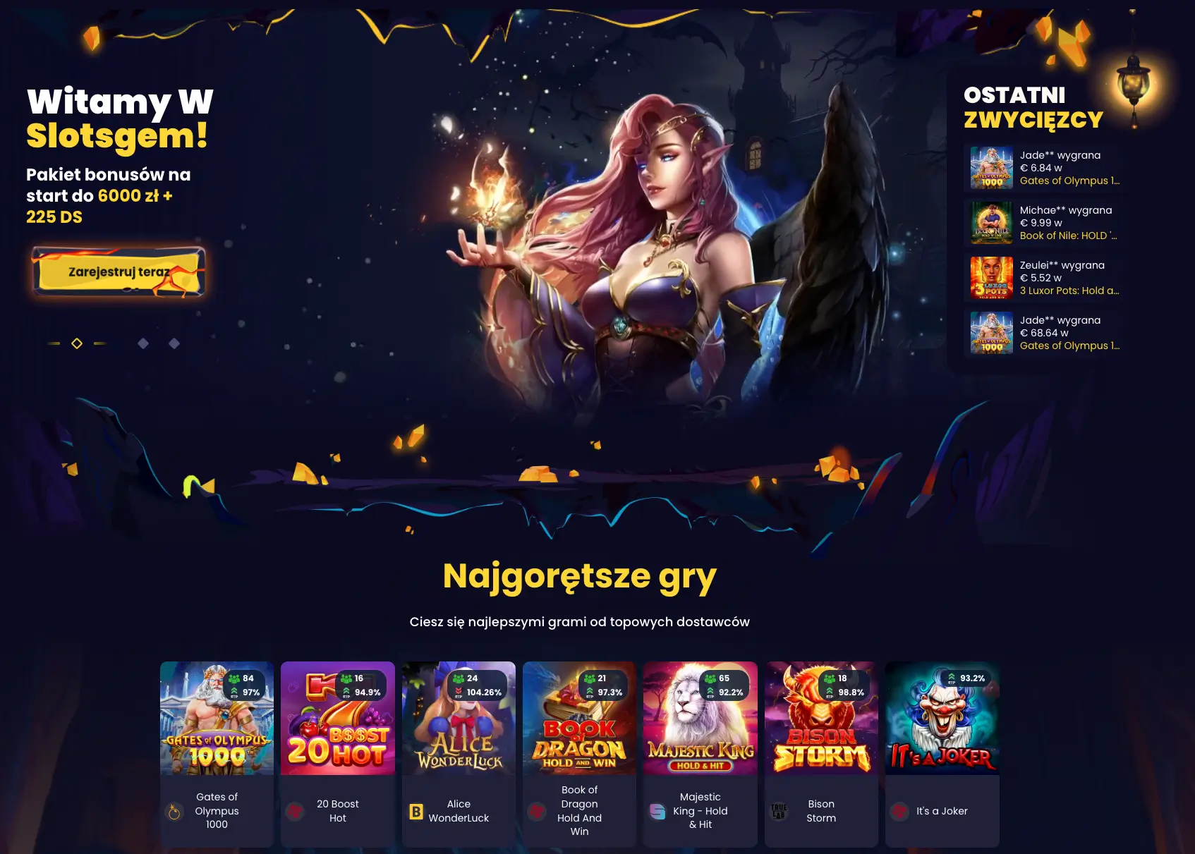 SlotsGem Casino bonus powitalny i najgorętsze gry od najlepszych dostawców